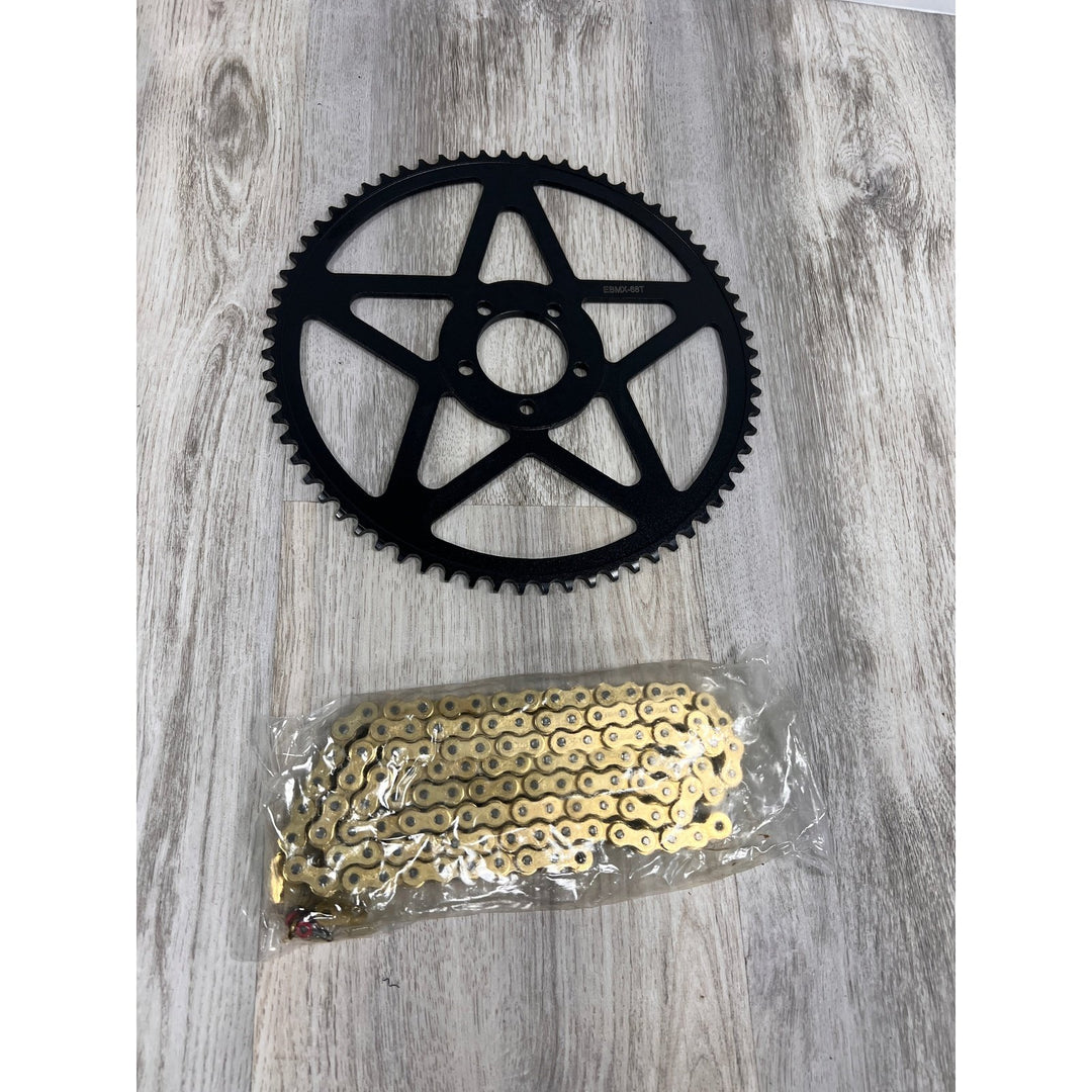 EBMX Gold Chain and 58 tooth Black Sprocket Kits