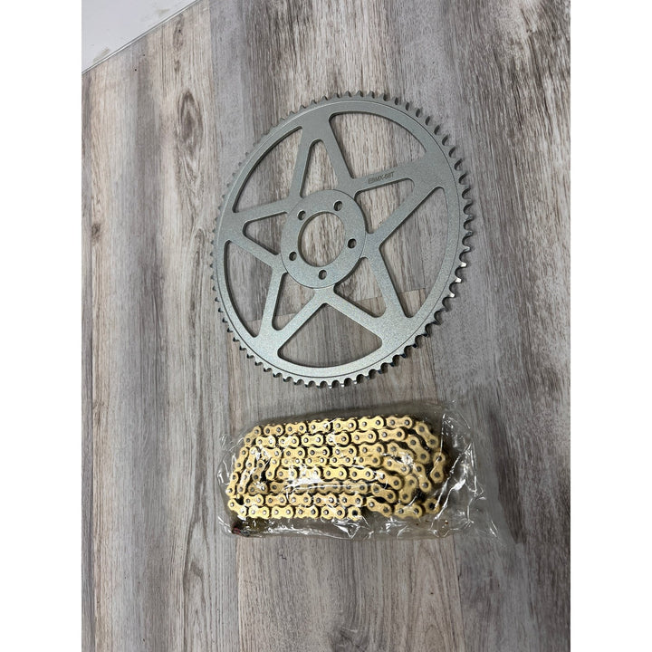 EBMX Gold Chain and Silver Sprocket 58 tooth Kits