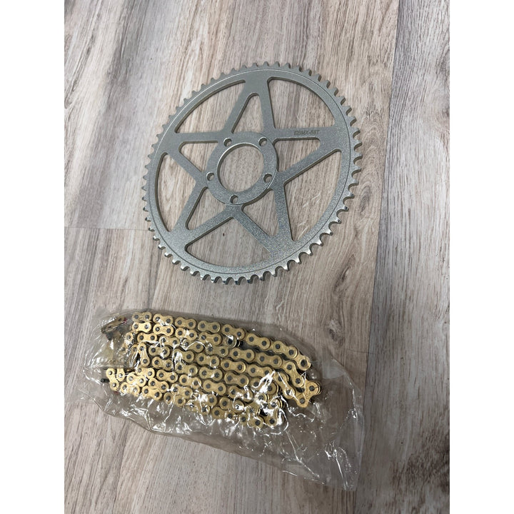EBMX Gold Chain and Silver Sprocket 68 Tooth Kits 