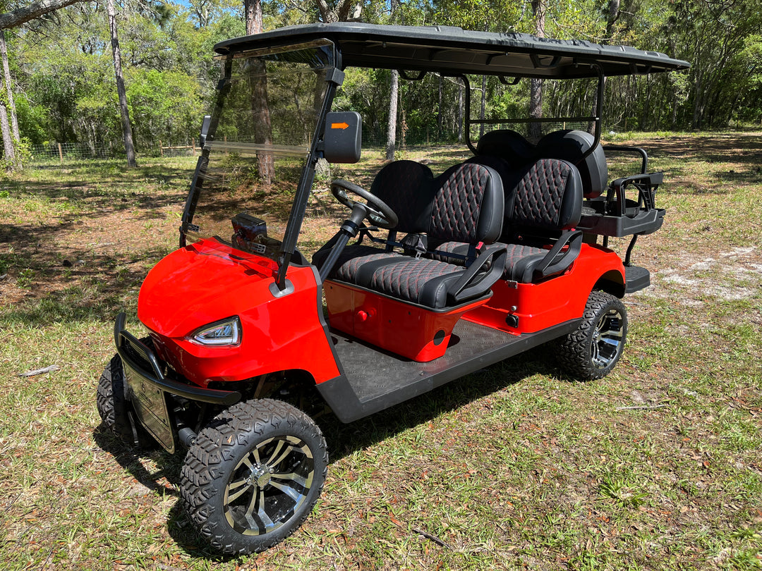 Electro EV 6 Seat Electric Golf Cart. Color: Red