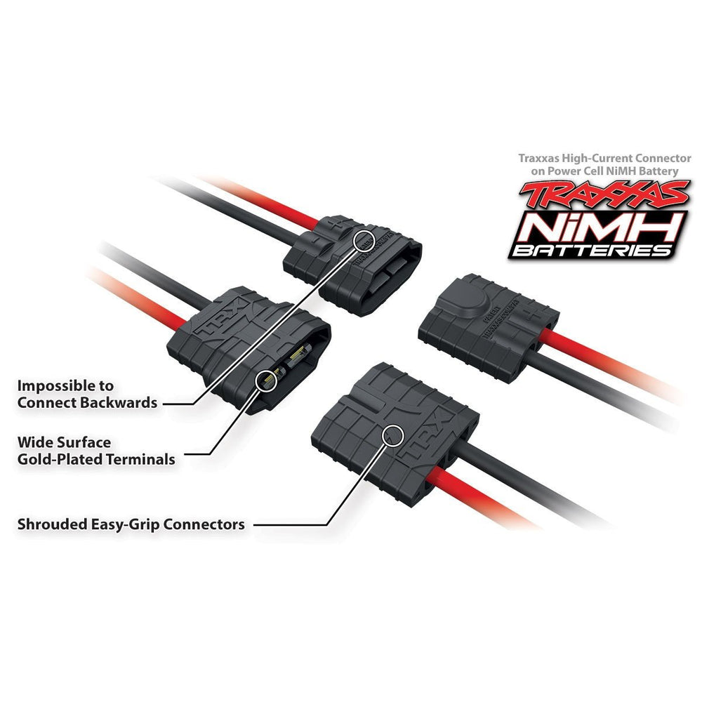 Traxxas 8.4V 3000mAh NiMH Flat Battery Pack for RC Models w/iD Connector, shows connector descriptions