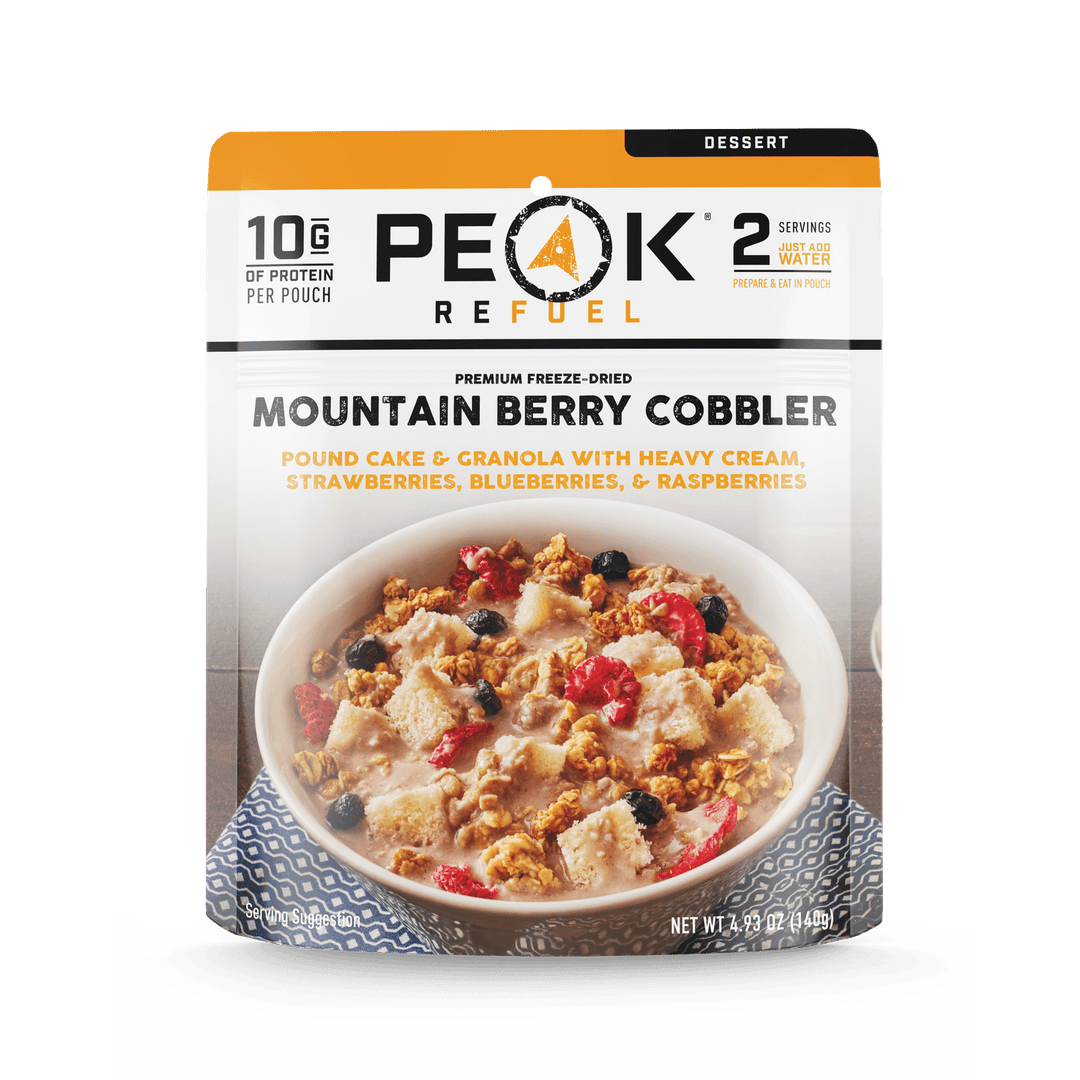 Peak Refuel Mountain Berry Cobbler. 2 servings, just add water.