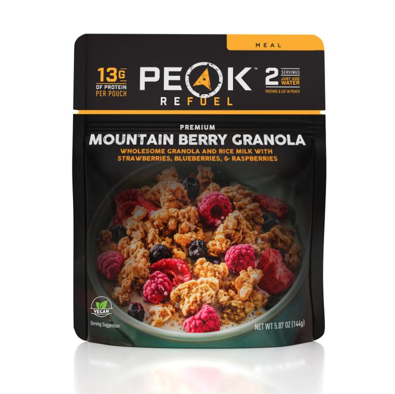Peak Refuel Mountain Berry Granola. 2 servings, just add water.