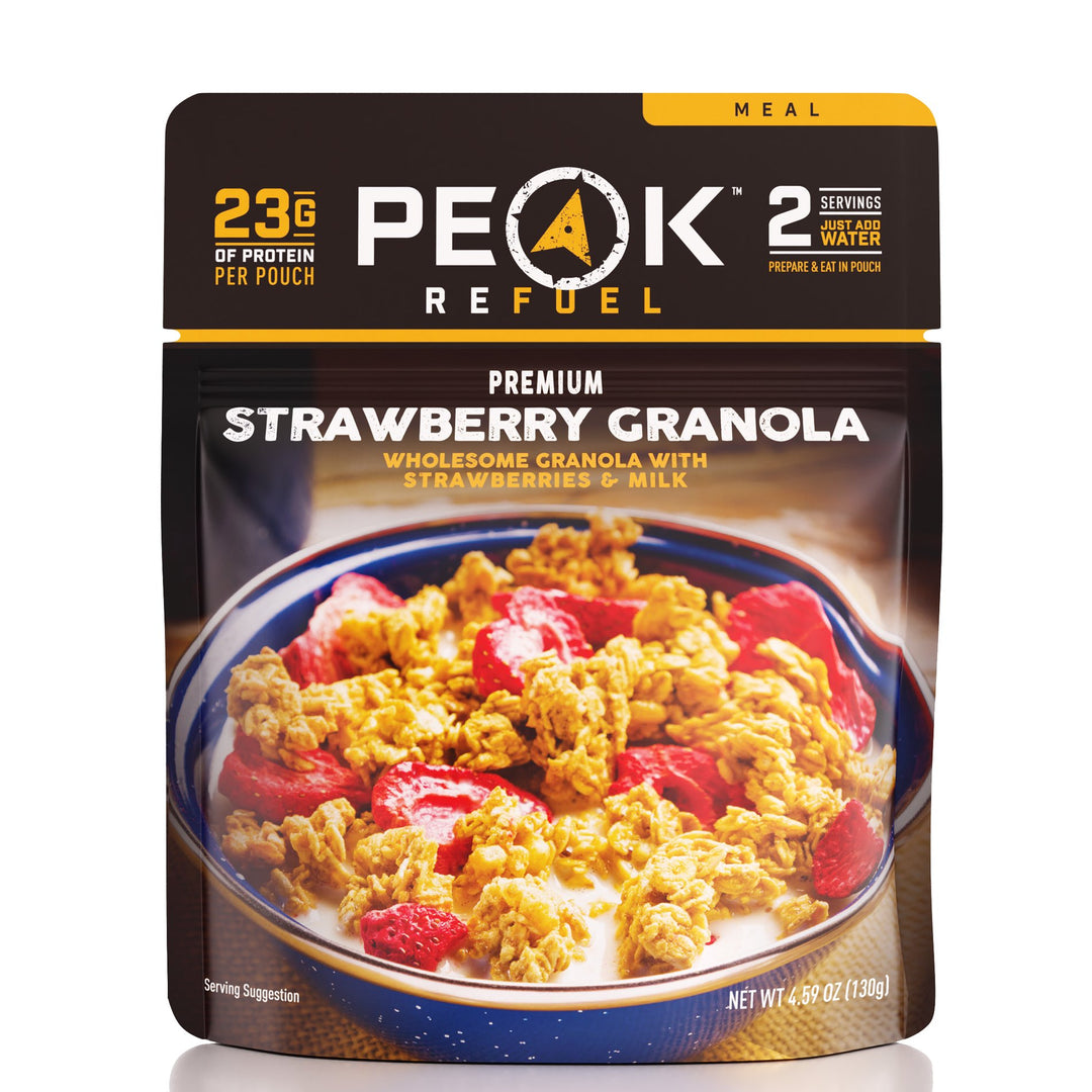 Peak Refuel Strawberry Granola. 2 servings, just add water.