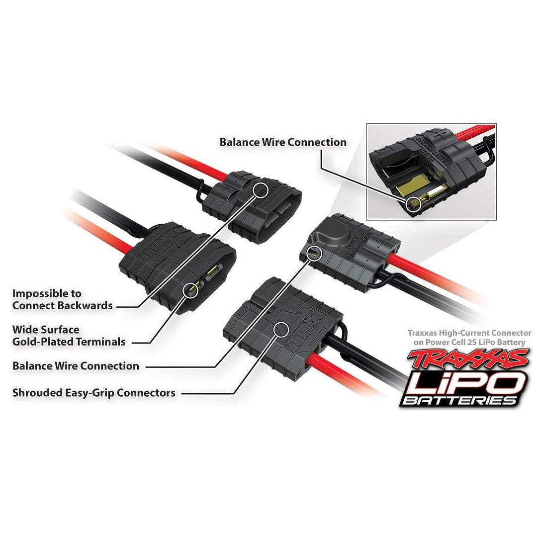 Traxxas 2925x Battery, Series 1 Power Cell, 1200mAh NiMH, 6-C flat, 7.2V, 2/3A, cable connector descriptions