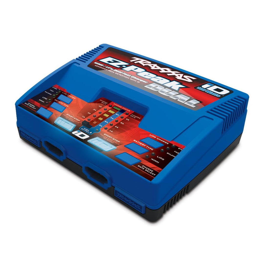Traxxas EZ Peak Dual 8 AMP Fast Battery Charger 100w for RC Models, top view