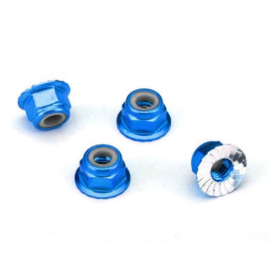 Traxxas 4MM Flanged Lock Nuts Blue