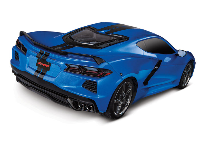 Traxxas Blue Corvette Stingray RC Model Car, rear/side view 