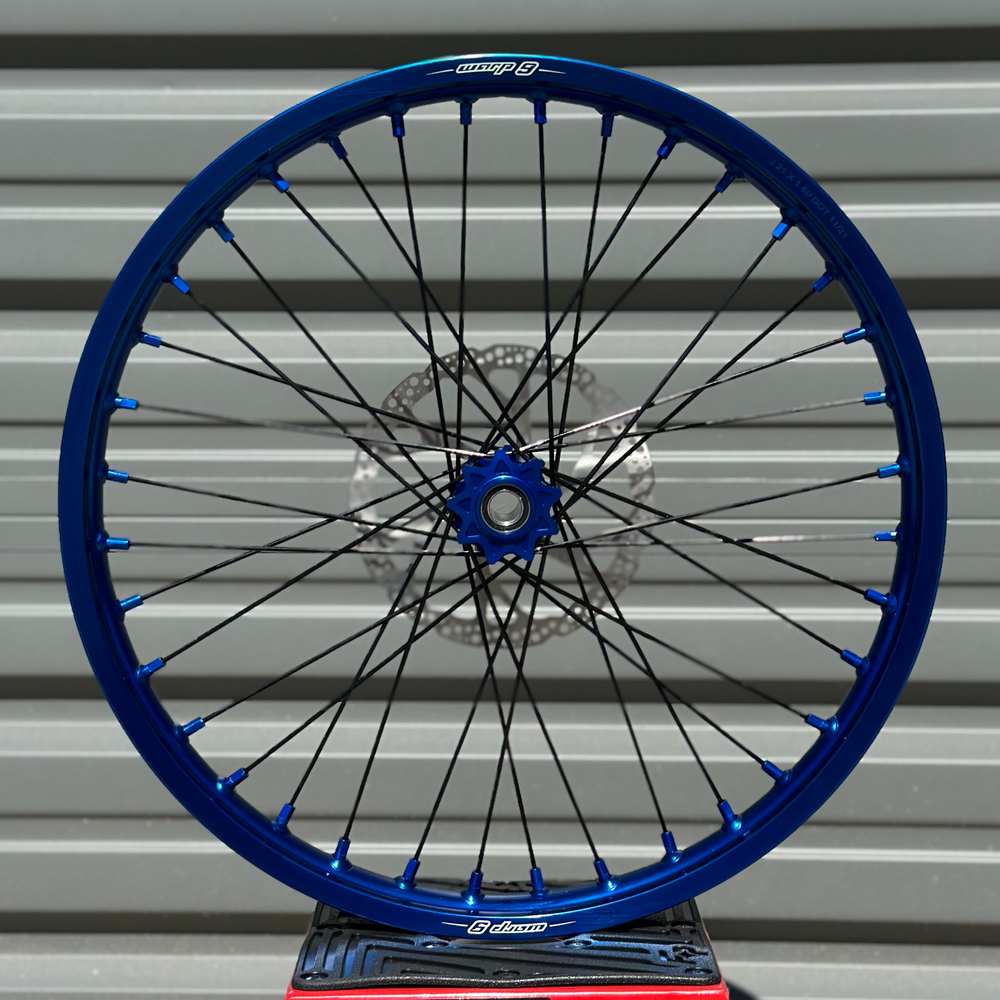 Warp-9 18" 21" Wheel Set, Stainless steel spokes and aluminum nipples. Blue color